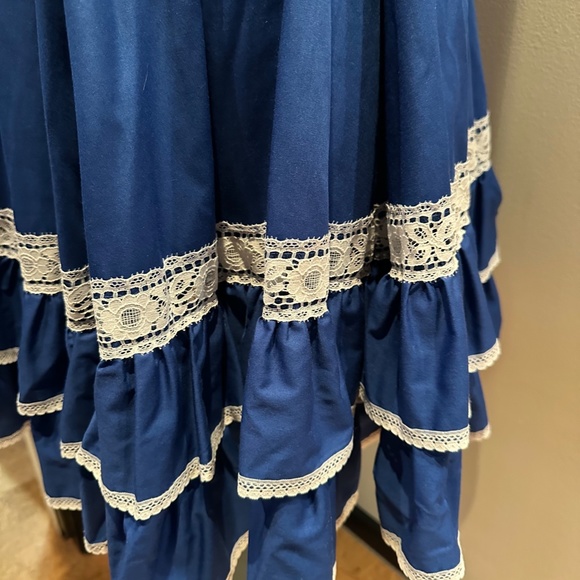 Vintage Blue Partner Please by Malco Modes Square Dance Set Size M w/ Bloomers - Picture 4 of 8